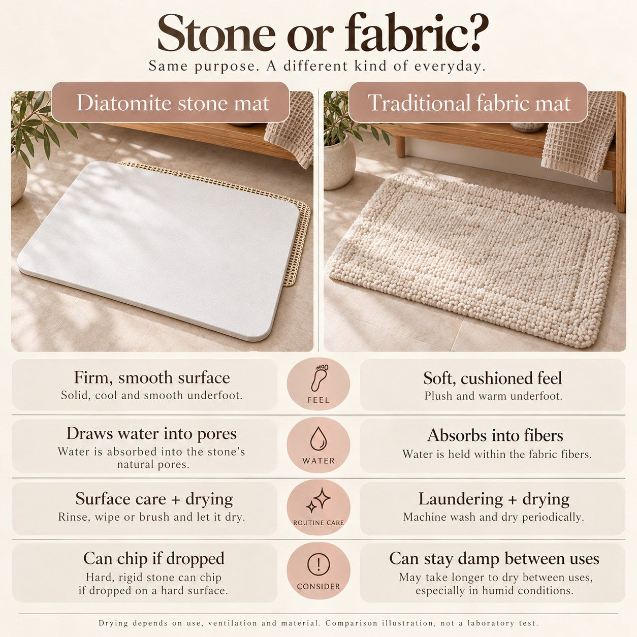 Stone and fabric comparison illustration